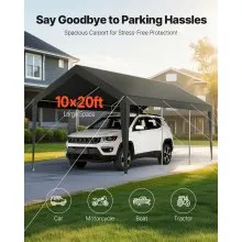 Carport Car Canopy 10 x 20 FT Heavy Duty Portable Car Garage Shelter Tent Grey