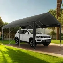 Carport Car Canopy 10 x 20 FT Heavy Duty Portable Car Garage Shelter Tent Grey