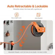 VEVOR Retractable Air Hose Reel 1/2 IN x 50 FT Hybrid Air Hose Reel Max 300 PSI