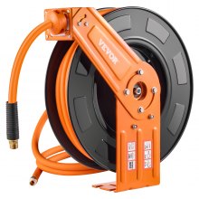 VEVOR Retractable Air Hose Reel, 1/2 IN x 50 FT Hybrid Air Hose Max 300PSI, Air Compressor Hose Reel Auto-Rewind with 5FT Lead in, Ceiling/Wall Mount Heavy Duty Single Arm Steel Reel, 1/2" NPT Fitting