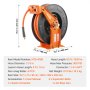 VEVOR Retractable Air Hose Reel with Double Arms, 3/8 IN x 65FT Hybrid Air Hose Max 300PSI, Air Compressor Hose Reel with 5FT Lead in, Ceiling/Wall Mount Heavy Duty Steel Reel for Workshop Garage