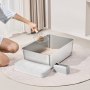 VEVOR Cat Litter Box, 8 inches Deep, XL Extra Large Stainless Steel Cat Litter Box with Scoop, Wide Filtering Foot Board & High Sides, Enclosed Odor-Free Easy-to-Clean Litter Box, Fit for Big Cats