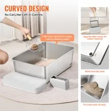 VEVOR 8 in Deep Cat Litter Box Odor-Free Litter Box with Filtering Foot Board