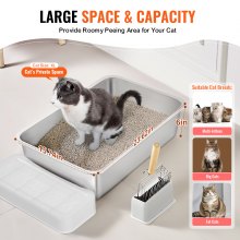 VEVOR - Caja de arena para gatos de 6 pulgadas de profundidad, sin olor, con tablero filtrante para los pies