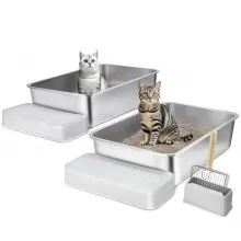 VEVOR 6 in Deep Cat Litter Box Odor-Free Litter Box with Filtering Foot Board