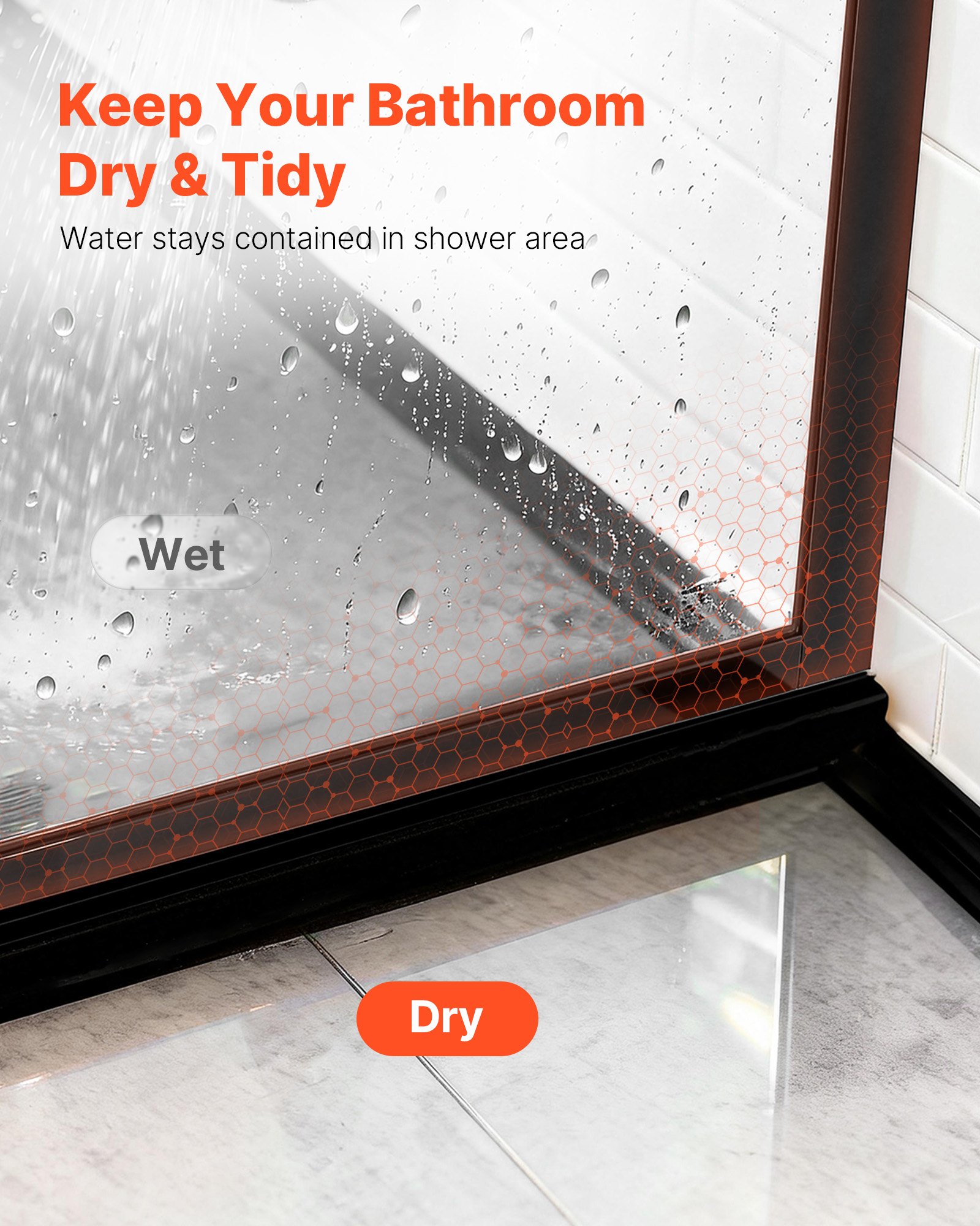 VEVOR Fixed Glass Shower Panel, 34 x 73.6 in Full-Framed Fixed Shower Screen, 5/16 in Thick Clear Tempered Glass Door with Bottom Seal Strip and Hardware, Easy to Clean, for Bathroom, Matte Black