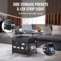 VEVOR Lift Top Coffee Table, 35.3 in Round Coffee Table with Extra Storage Pockets, Pop Up Coffee Table for Living Room, Black