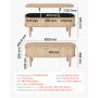 VEVOR 1000 mm Lift Top Coffee Table, Fluted Oval Coffee Table with 3 Hidden Compartment, Mid Century Wooden Oval Center Desk with Storage, Lift Up Tabletop for Home & Office, Easy Assembly, Burlywood