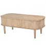 VEVOR 39.4 in Lift Top Coffee Table, Fluted Oval Coffee Table with 3 Hidden Compartment, Mid Century Wooden Oval Center Desk with Storage, Lift Up Tabletop for Home & Office, Easy Assembly, Burlywood