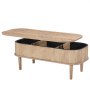 VEVOR 39.4 in Lift Top Coffee Table, Fluted Oval Coffee Table with 3 Hidden Compartment, Mid Century Wooden Oval Center Desk with Storage, Lift Up Tabletop for Home & Office, Easy Assembly, Burlywood