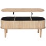 VEVOR 39.4 in Lift Top Coffee Table, Fluted Oval Coffee Table with 3 Hidden Compartment, Mid Century Wooden Oval Center Desk with Storage, Lift Up Tabletop for Home & Office, Easy Assembly, Burlywood