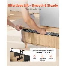 VEVOR 1000mm Lift Top Coffee Table Fluted Oval Desk Hidden Compartment Burlywood