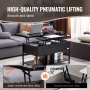 VEVOR Lift Top Coffee Table, 39.4 in Rectangle Coffee Table with Extra Storage Pockets, Flipable Coffee Table with Power Strip & USB & Ambient Lighting for Living Room, Black