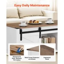 VEVOR 47.2in Farmhouse Lift Top Coffee Table with Barn Door & Hidden Compartment