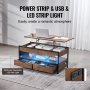 VEVOR Lift Top Sofabord 39,4" rektangel Sofabord med Lys & USB Brun