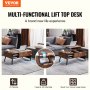 VEVOR lift top coffee table in living room with laptop and storage compartments, demonstrating versatility.