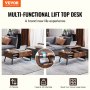 VEVOR Lift Top Coffee Table 39.4 in Rectangle Coffee Table for Living Room Brown