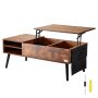 VEVOR Lift Top Coffee Table, 39.4 in Rectangle Coffee Table with Extra Storage Pockets, Pop Up Coffee Table for Living Room, Brown