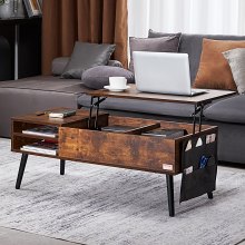 VEVOR Lift Top Coffee Table 39.4 in Rectangle Coffee Table for Living Room Brown