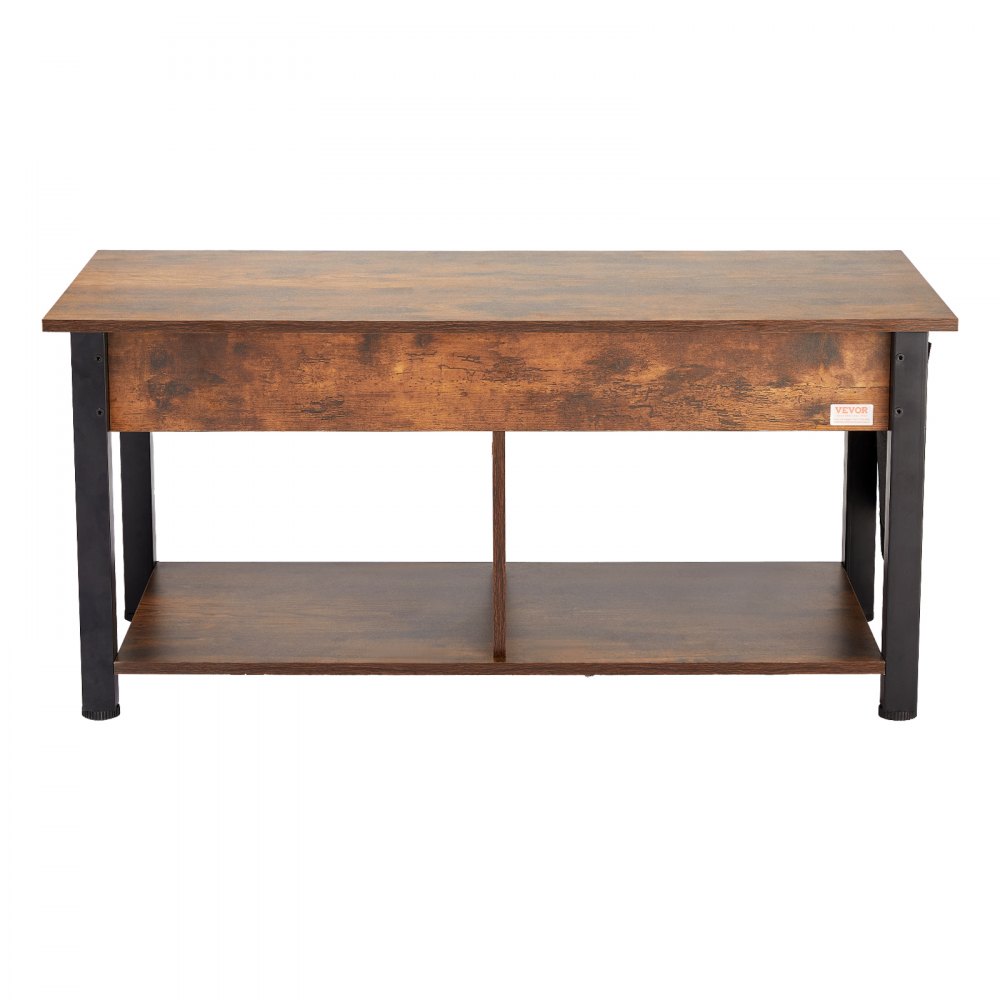 VEVOR lift top coffee table with rustic wood finish and lower storage shelf.