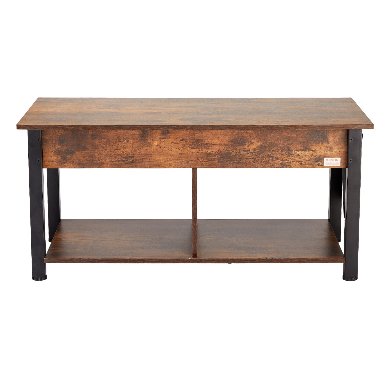 VEVOR lift top coffee table with rustic wood finish and lower storage shelf.