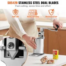 VEVOR Commercial Can Opener, Heavy-Duty Manual Tabletop Cans Opener for Cans Up to 11.8 in Height, Height-Adjustable Professional Can Openers Fixed with Screws, for Restaurant, Hotel, and Food Store
