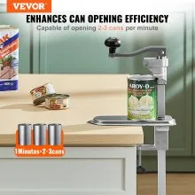 VEVOR Commercial Can Opener, Heavy-Duty Manual Tabletop Cans Opener for Cans Up to 15.75 in Height, Height-Adjustable Can Openers Fixed with Screws & Table Clamp, for Restaurant, Hotel, and Food Store