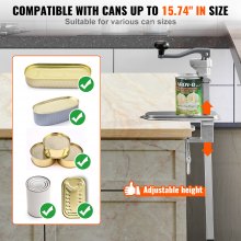 VEVOR Manual Can Opener, Commercial Table Clamp Opener for Large Cans, Heavy Duty Can Opener with Base, Adjustable Height Industrial Jar Opener For Cans Up to 40cm Tall, for Restaurant Hotel Home Bar