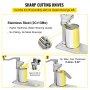 VEVOR commercial can opener with stainless steel blades, cutting smoothly with no metal shavings left.