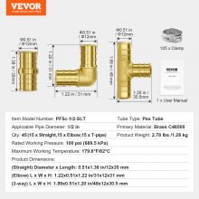 VEVOR Pipe Fittings 3/4" 12PCS Brass Clamp-style 3/4 NPT for Air System