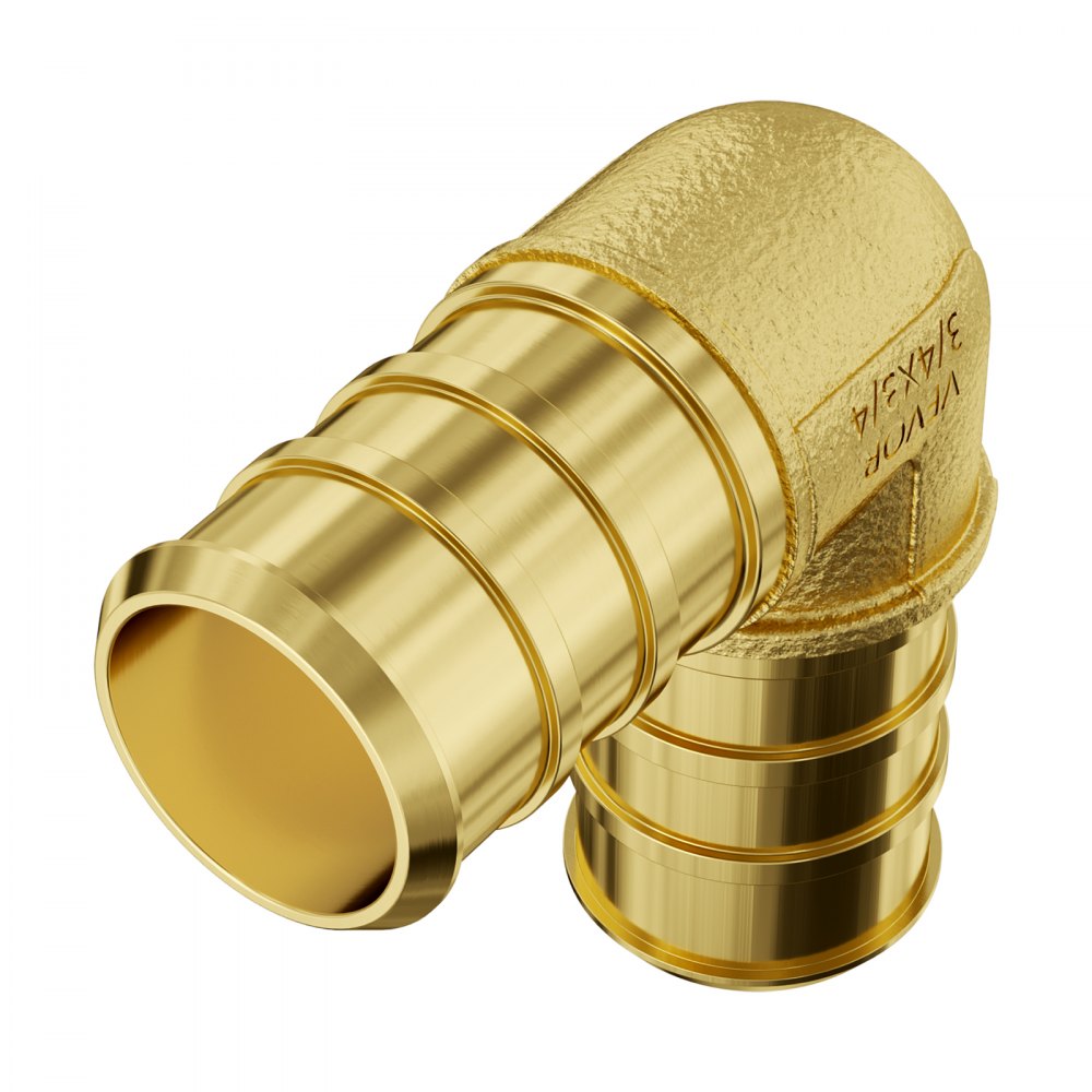 VEVOR Pipe Fittings, 3/4" 45PCS (15xStraight, 15xElbows, 15xTees) Brass Pipe Fittings, Push-Fit Pipe Connector Brass Air Fittings, Plumbing Fittings Adapter for Heating/Shower Systems, Water Pipes
