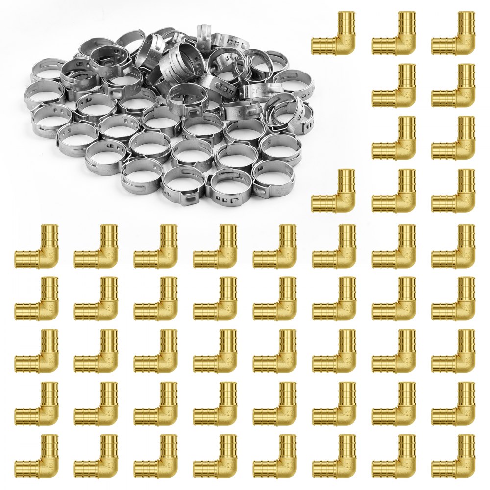 Pipe Fittings 1/2" 50PCS Brass Clamp-style Elbows for Heating System