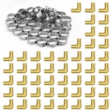 VEVOR Pipe Fittings 1/2" 50PCS Brass Clamp-style Elbows for Heating System