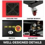 VEVOR 80W CO2 Laser Engraver Engraving 700x500mm Cutting Machine Rotary Axis with 80mm 3-Jaw 230mm Track