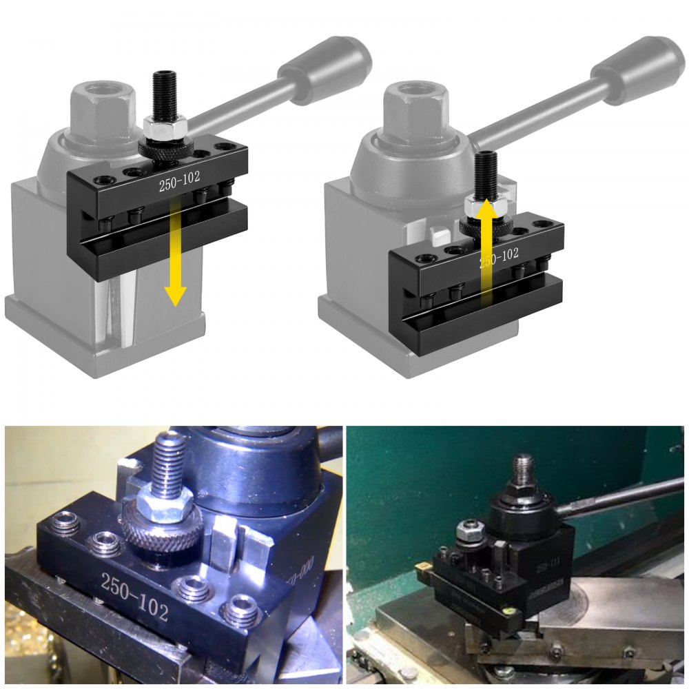 VEVOR Lathe Tool Holder, Quick Change Tool Post Set for Mini Lathe, Metal Lathe Post for Turning Tool, 250-102 Tool Post, 4pcs/Set