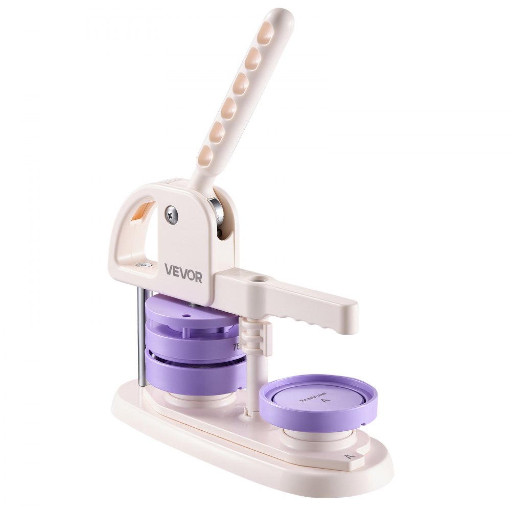 VEVOR Button Maker Machine, 3" / 75 mm, Quick-Change Plastic Pin Maker with 100pcs Button Parts, Circle Cutter and Magic Book, Reinforced Ergonomic Handle, for DIY Badges, Pins, Key Chains