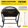 VEVOR BBQ Grill Fire Bowl, 24"x24" Wood Burning Pit, Solid Steel Wood Fire Pits, Wood Fire Pits Outdoor w/ Spark Screen Cover, Fire Pits for Outside w/ Stainless Steel Baking Net for Baking & Warming