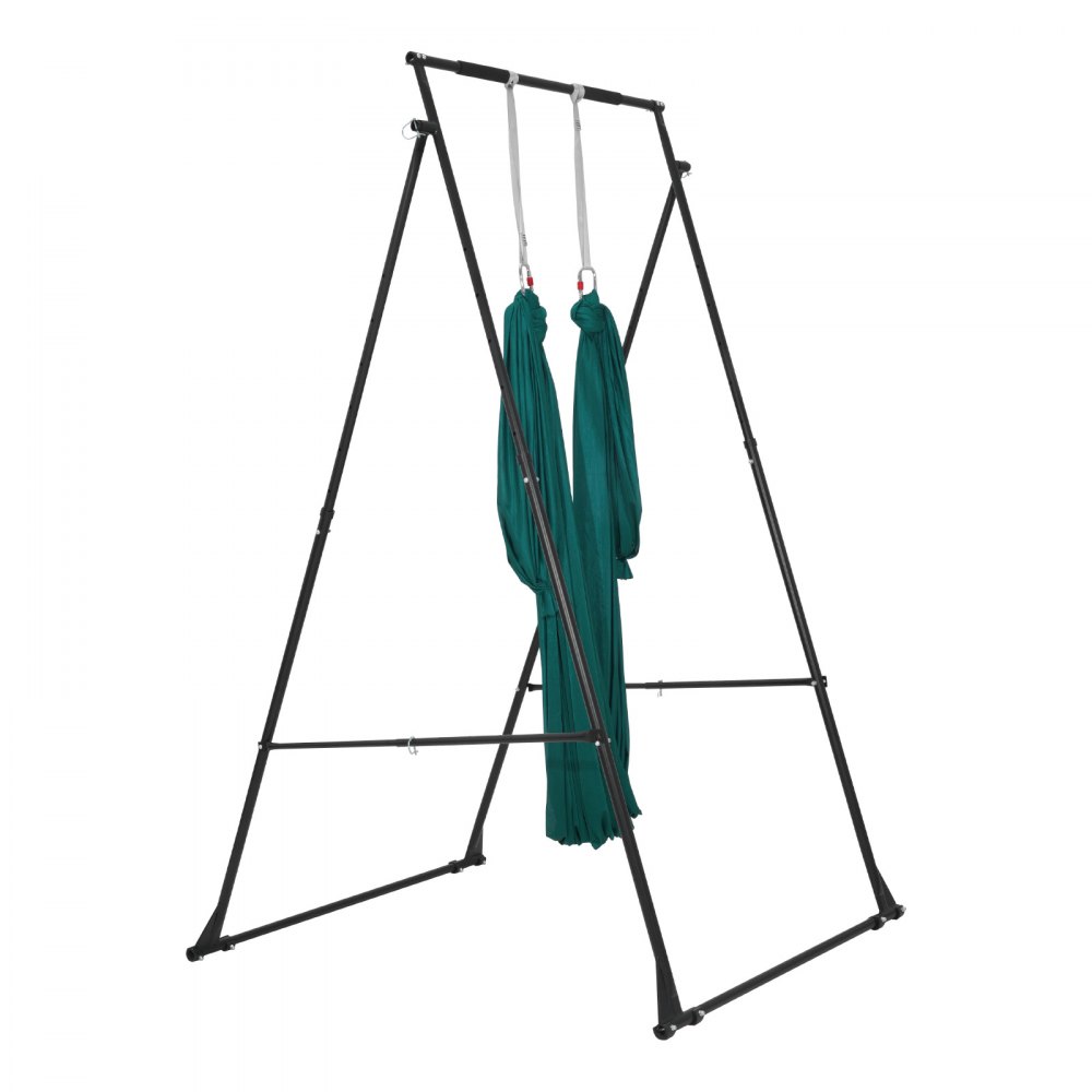 VEVOR Yoga Stand Frame, Max 200 kg Load Swing Stand, Triangular Structure Pull Up Stands, Aerial Silk Stands with EVA Foam & 6m Yoga Hammock, 4-Level Horizontal & 6-Level Vertical Adjustment