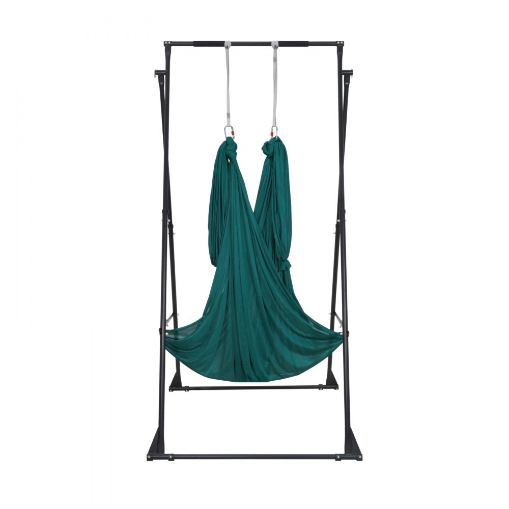 VEVOR Yoga Stand Frame, Max 200 kg Load Swing Stand, Triangular Structure Pull Up Stands, Aerial Silk Stands with EVA Foam & 6m Yoga Hammock, 4-Level Horizontal & 6-Level Vertical Adjustment