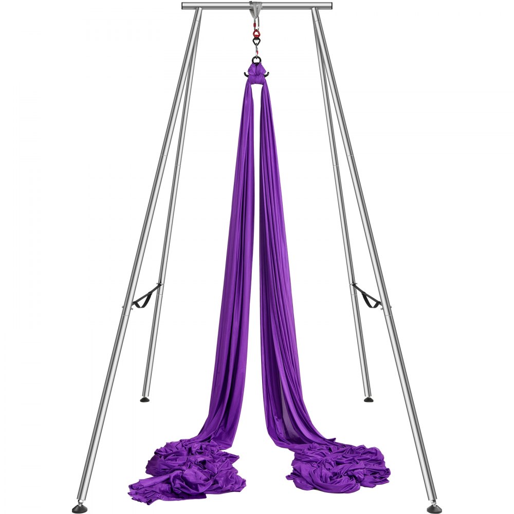 VEVOR Cadre de yoga aérien et hamac de yoga, support de balançoire professionnel de 9,67 pieds de hauteur, livré avec un hamac aérien de 13,1 mètres, capacité de charge maximale de 551,15 lb, plate-forme de yoga pour yoga aérien intérieur et extérieur, violet