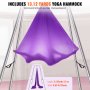 VEVOR Aerial Yoga Frame & Yoga Hammock, 9.67 ft Height Professional Yoga Swing Stand Comes with 13.1 Yards Aerial Hammock, Max 551.15 lbs Load Capacity Yoga Rig for Indoor Outdoor Aerial Yoga, Purple
