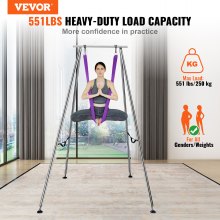 VEVOR Aerial Yoga Frame & Yoga Hammock, 9.67 ft Height Professional Yoga Swing Stand Comes with 13.1 Yards Aerial Hammock, Max 551.15 lbs Load Capacity Yoga Rig for Indoor Outdoor Aerial Yoga, Purple