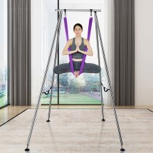VEVOR Aerial Yoga Frame & Yoga Hammock, 2950 mm Height Professional Yoga Swing Stand Comes with 12 m Length Aerial Hammock, Max 250 kg Load Capacity Yoga Rig for Indoor Outdoor Aerial Yoga, Purple