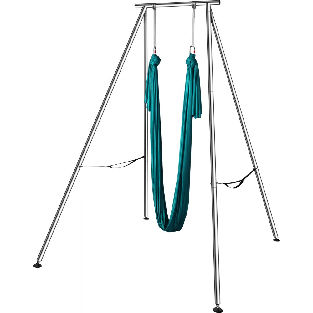 VEVOR Aerial Yoga Frame & Yoga Hammock, 2950 mm Height Professional Yoga Swing Stand Comes with 6 m Length Aerial Hammock, Max 250 kg Load Capacity, Yoga Rig for Indoor Outdoor Aerial Yoga, Green