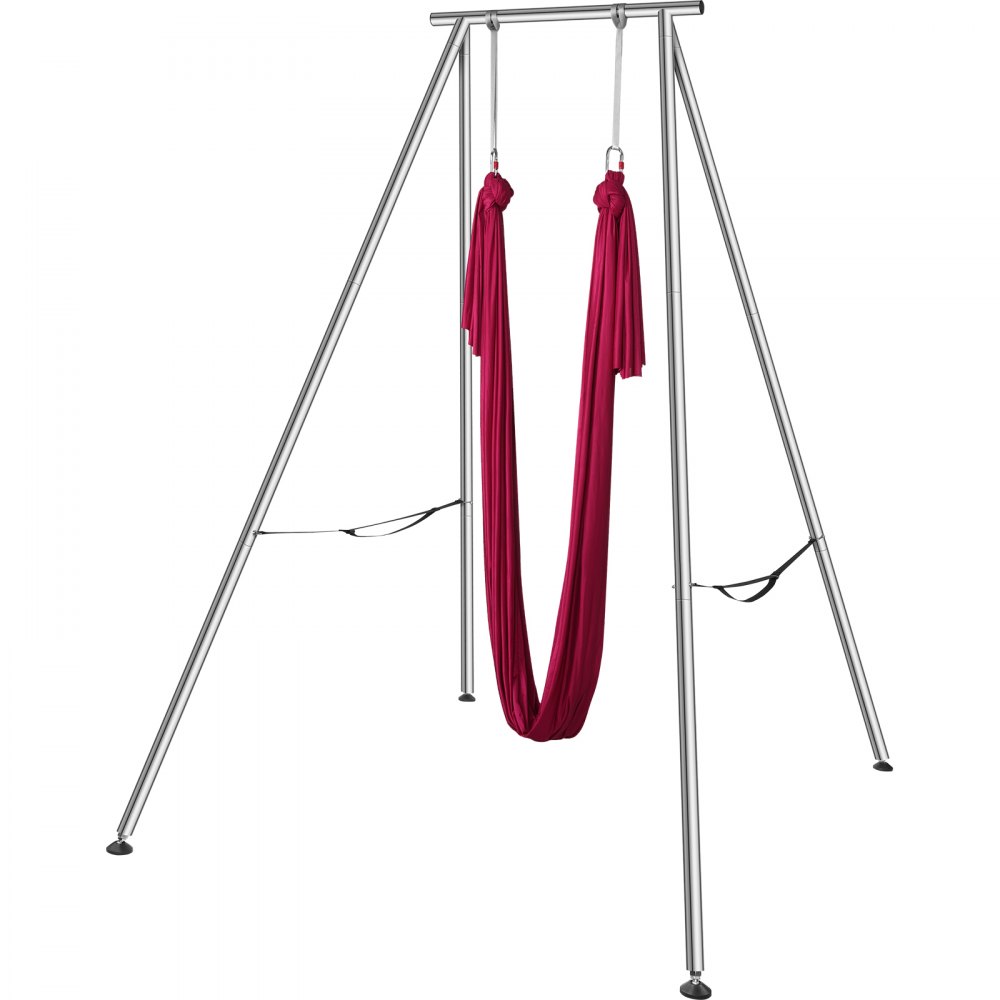 VEVOR Aerial Yoga Frame & Yoga Hammock, 2950 mm Height Professional Yoga Swing Stand Comes with 6 m Length Aerial Yoga Hammock, Max 250 kg Load Capacity, Yoga Rig for Indoor Outdoor Aerial Yoga, Red