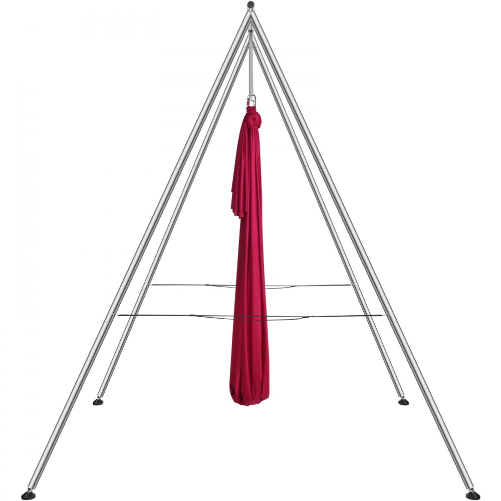 VEVOR Aerial Yoga Frame & Yoga Hammock, 2950 mm Height Professional Yoga Swing Stand Comes with 6 m Length Aerial Yoga Hammock, Max 250 kg Load Capacity, Yoga Rig for Indoor Outdoor Aerial Yoga, Red