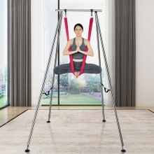 VEVOR Aerial Yoga Frame & Yoga Hammock, 9.67 ft Height Professional Yoga Swing Stand Comes with 6.6 Yards Aerial Hammock, Max 551.15 lbs Load Capacity, Yoga Rig for Indoor Outdoor Aerial Yoga, Red