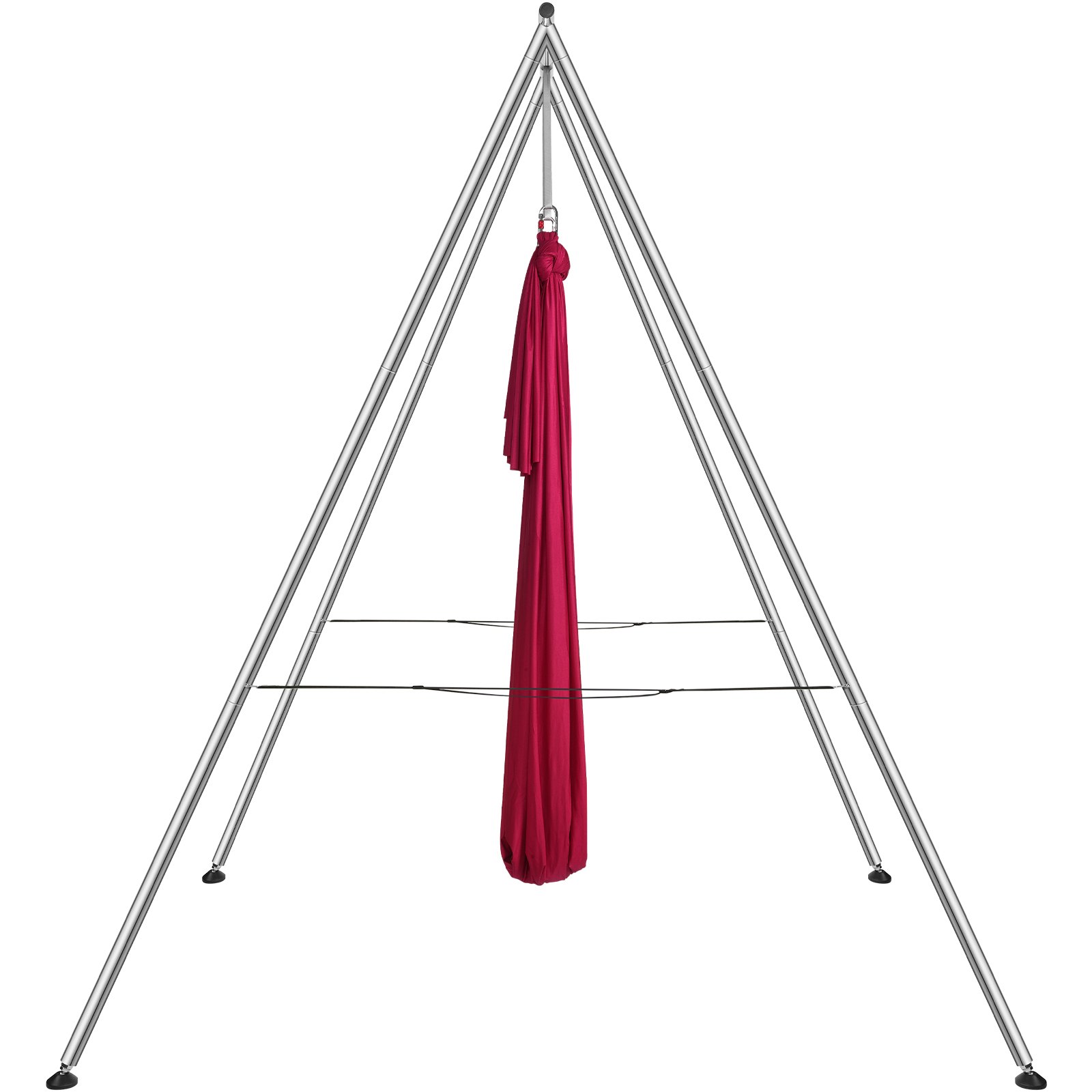 VEVOR Aerial Yoga Frame & Yoga Hammock, 2950 mm Height Professional Yoga Swing Stand Comes with 6 m Length Aerial Yoga Hammock, Max 250 kg Load Capacity, Yoga Rig for Indoor Outdoor Aerial Yoga, Red