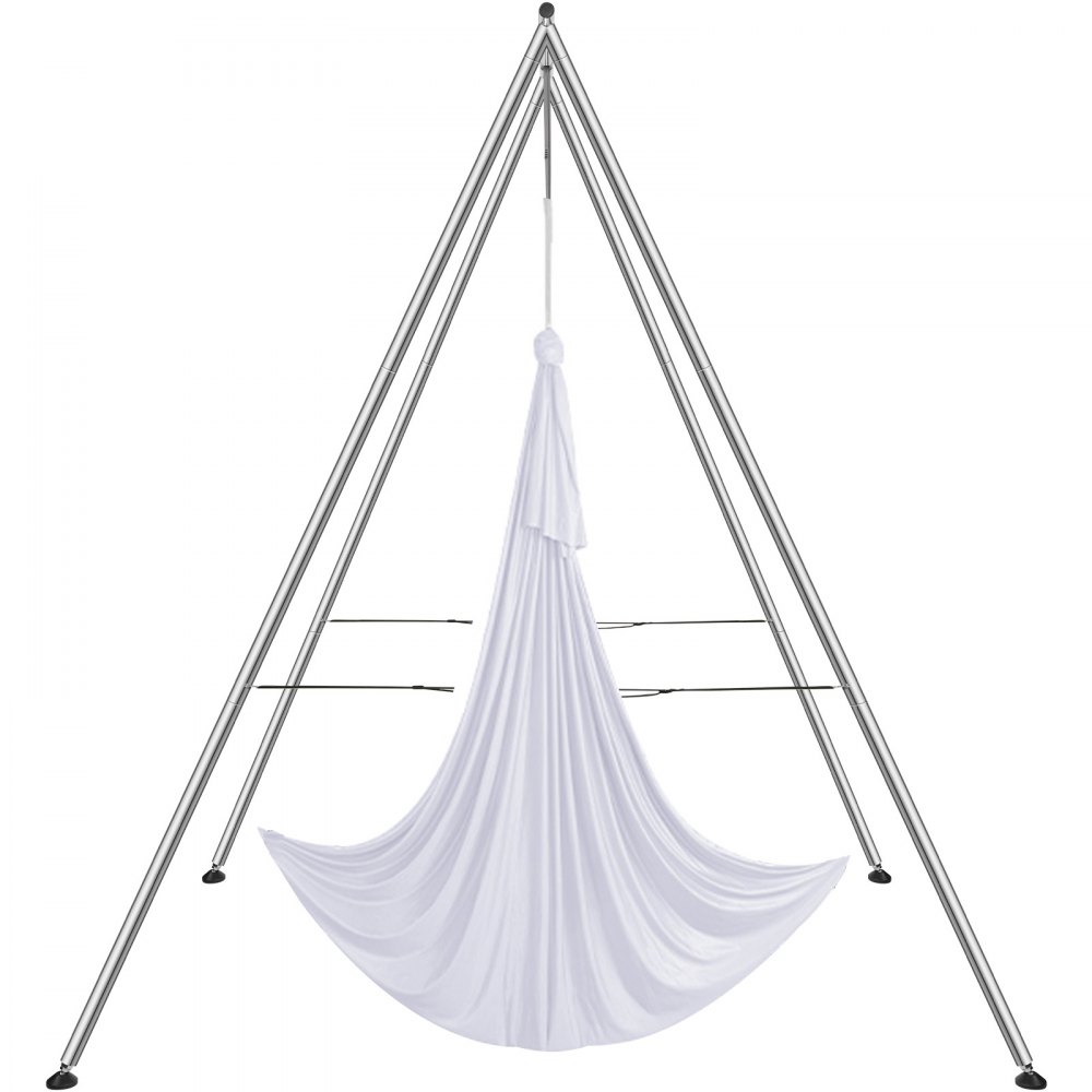 VEVOR Aerial Yoga Frame & Yoga Hammock, 9.67 ft Height Professional Yoga Swing Stand Comes with 6.6 Yards Aerial Hammock, Max 551.15 lbs Load Capacity Yoga Rig for Indoor Outdoor Aerial Yoga, White