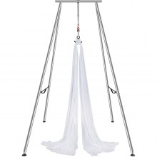VEVOR Aerial Yoga Frame & Yoga Hammock, 9.67 ft Height Professional Yoga Swing Stand Comes with 6.6 Yards Aerial Hammock, Max 551.15 lbs Load Capacity Yoga Rig for Indoor Outdoor Aerial Yoga, White